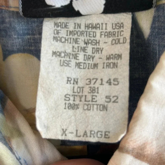 Hilo Hattie Vintage Hawaiian Reverse Floral Print Popover Cotton Shirt Size XL - Picture 4 of 8